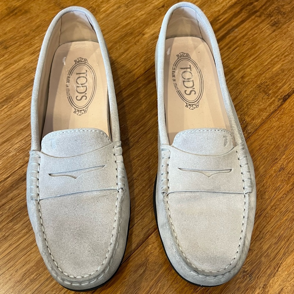 TODโS CITY GOMMINO DRIVING SHOES IN SUEDE - light grayish taupe color size 39 - Picture 6 of 16